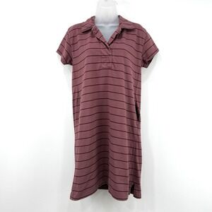 Pact‎ Dress Women's M Mauve Striped 100% Organic Cotton Beachy Coastal Preppy